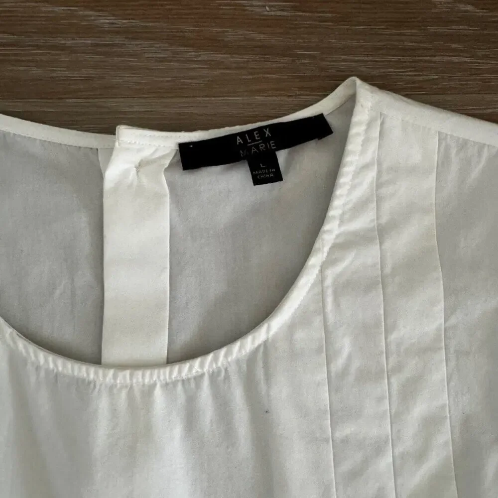 Alex Marie | Pin Tuck Sleeveless Cotton Blouse size L - Picture 3 of 3